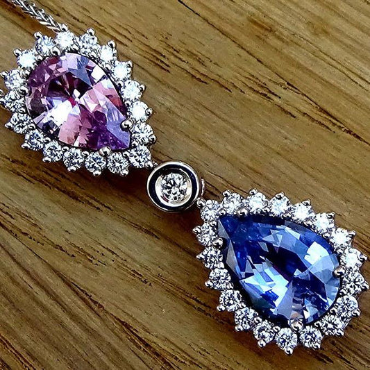 blue And pink Sapphire pendant - Shilat