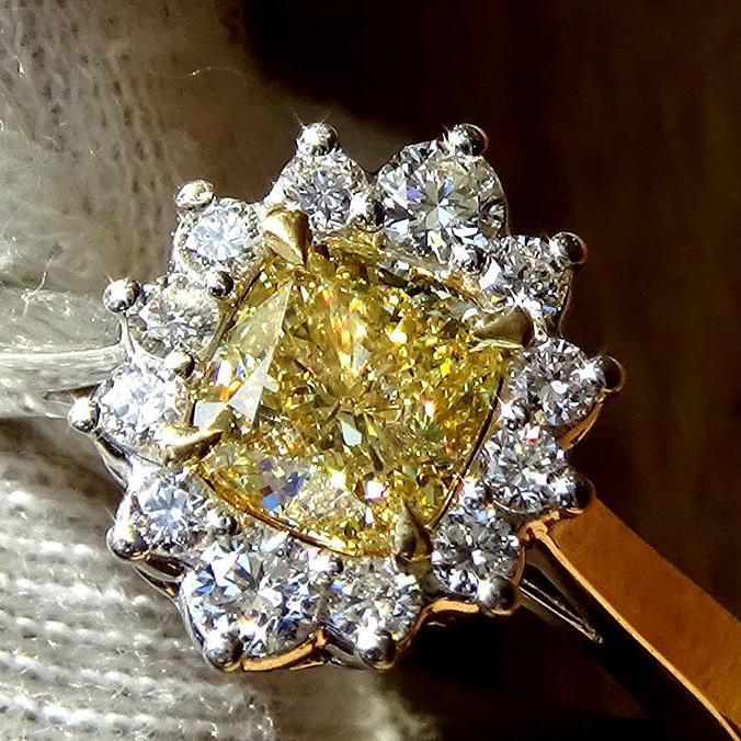 fancy yellow diamond engagement ring 14k - Shilat