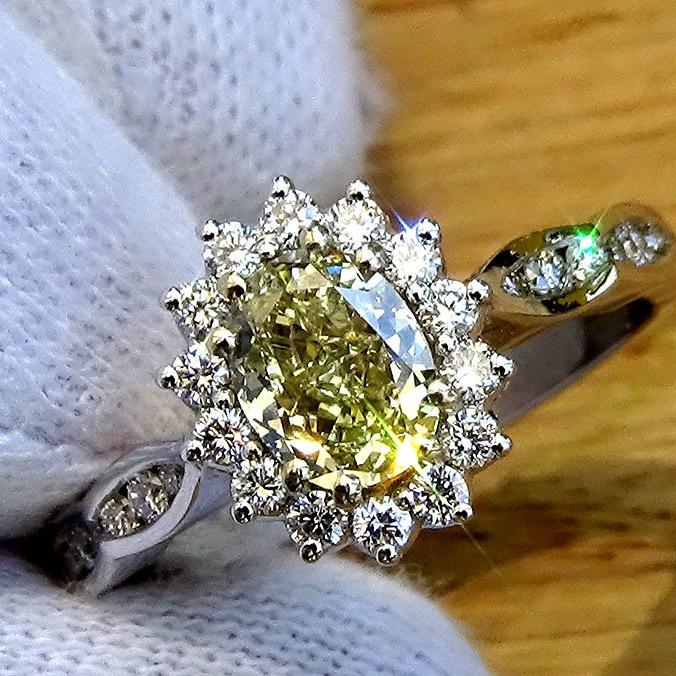 fancy yellow diamond engagement ring 14kt - Shilat