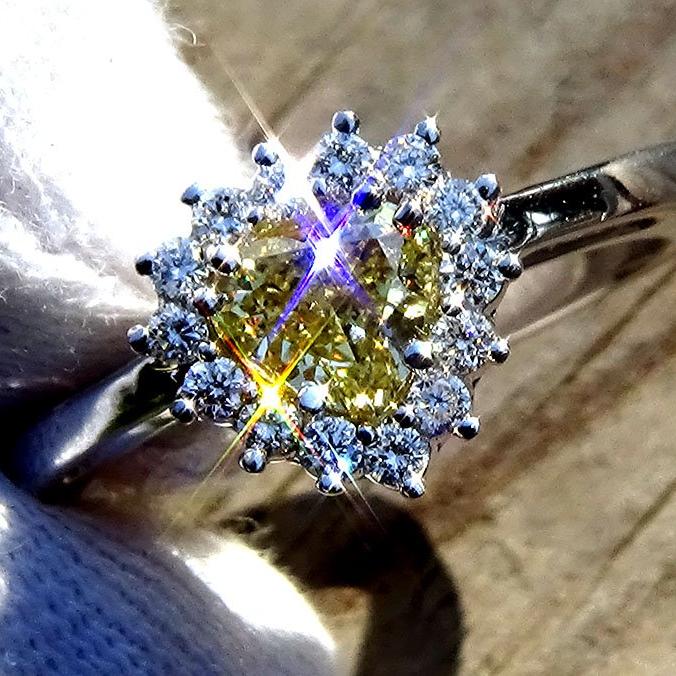 fancy yellow diamond engagement ring 14k - Shilat