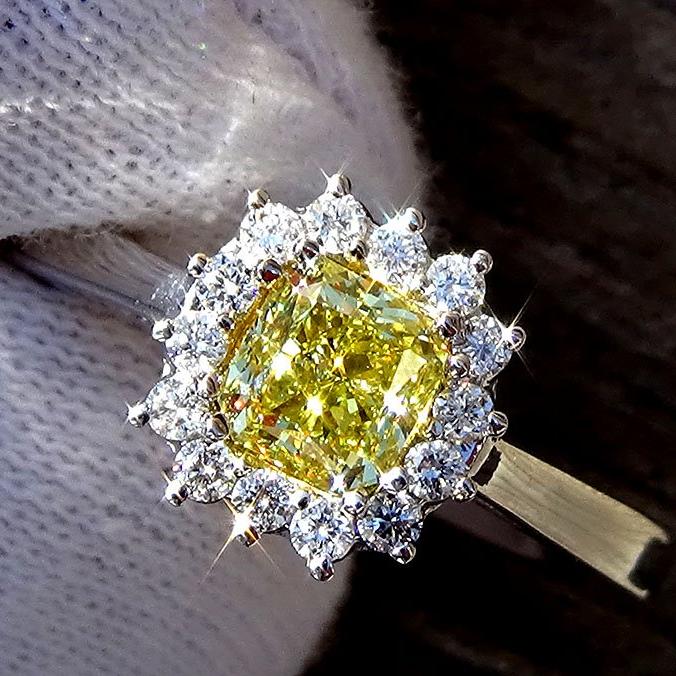 fancy yellow diamond ring gold 14k - Shilat