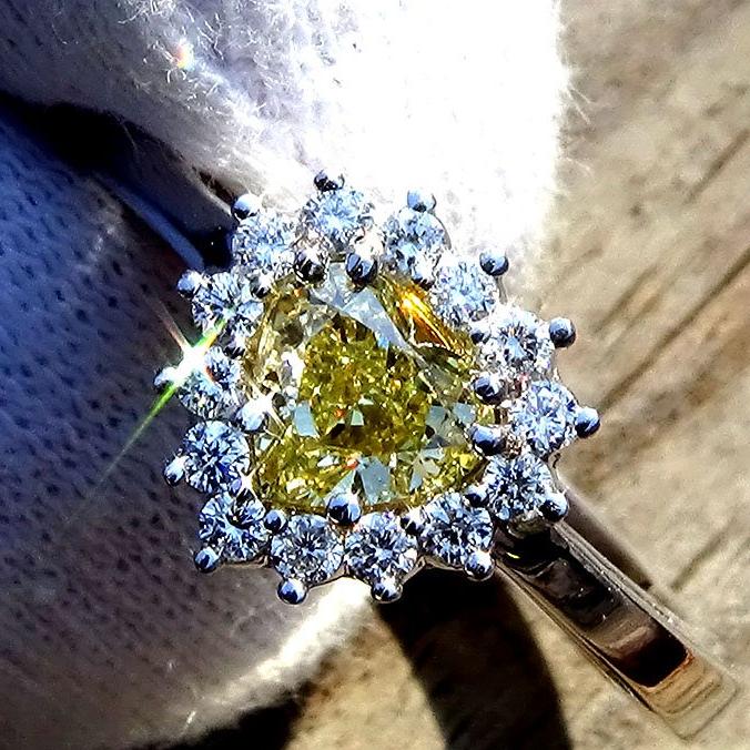 fancy yellow diamond engagement ring 14k gold - Shilat