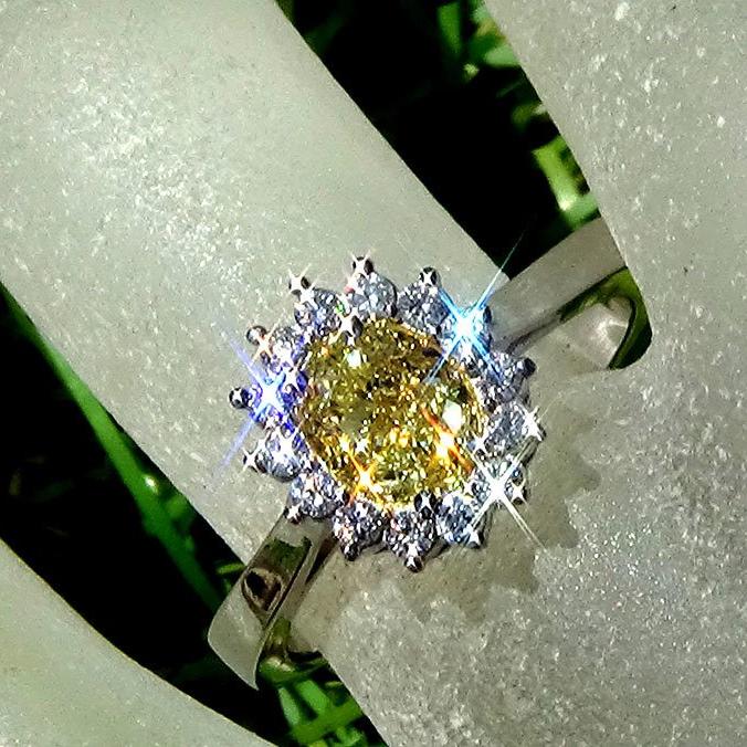  yellow engagement ring in 14kt white gold - Shilat