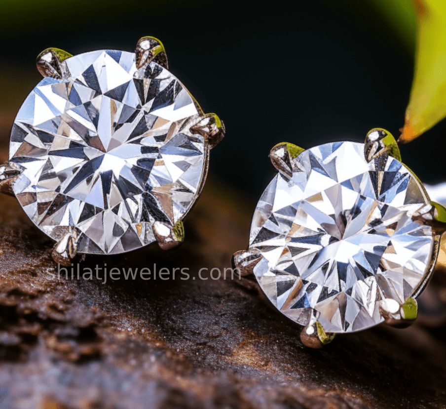 Diamond stud earrings lab created