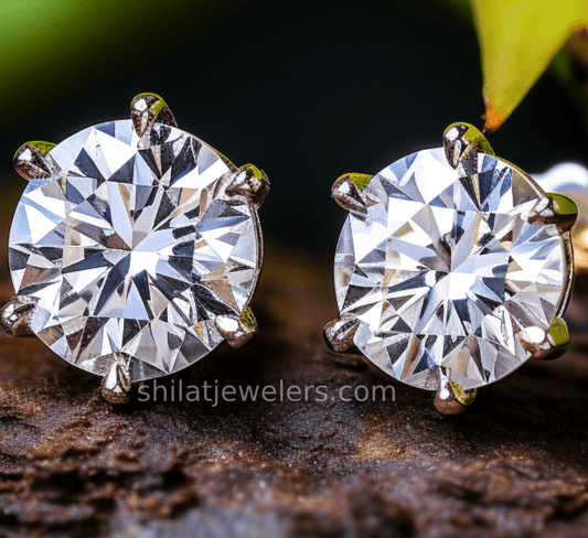 Diamond stud earrings lab created