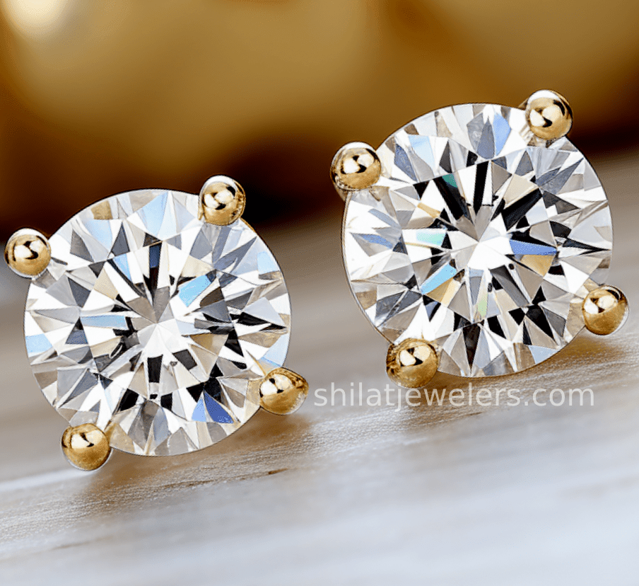 lab created diamond earrings yellow gold