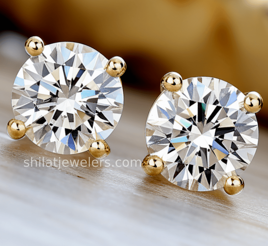 lab created diamond earrings yellow gold