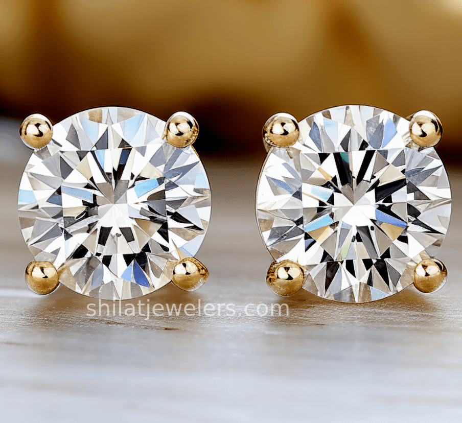 lab created diamond earrings yellow gold