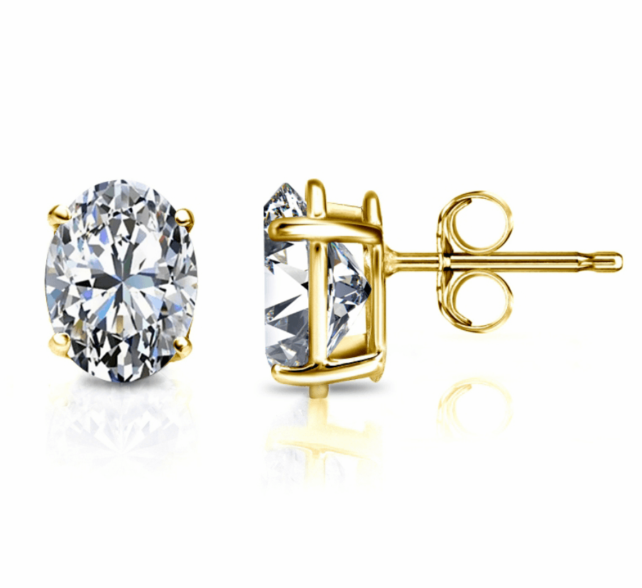 diamond oval stud earrings 