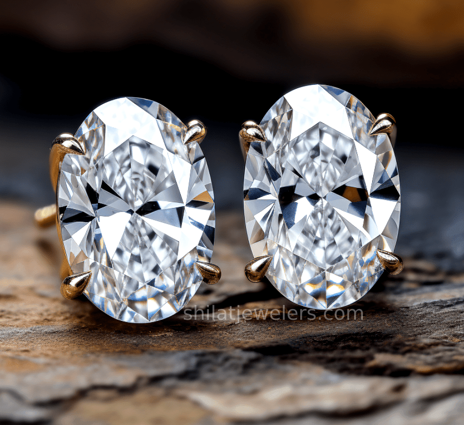 lab diamond oval 3.0ct stud earrings