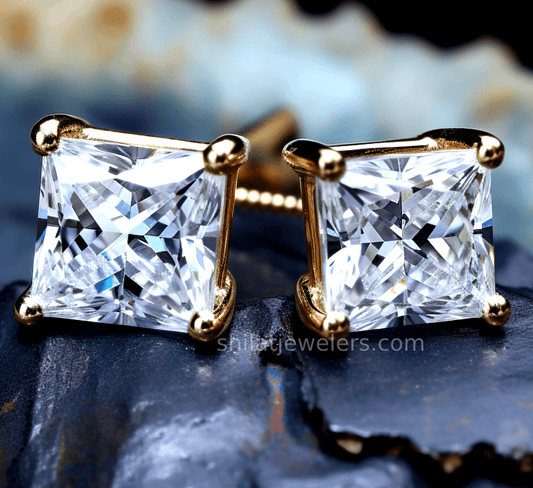 Earrings 2.52ct lab princess diamonds cvd