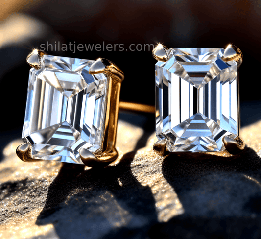 Emerald lab diamond 2.5ct stud earrings