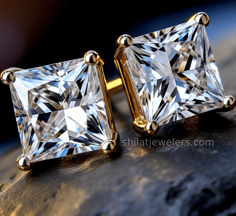 Earrings 3.5ct lab princess diamonds studs