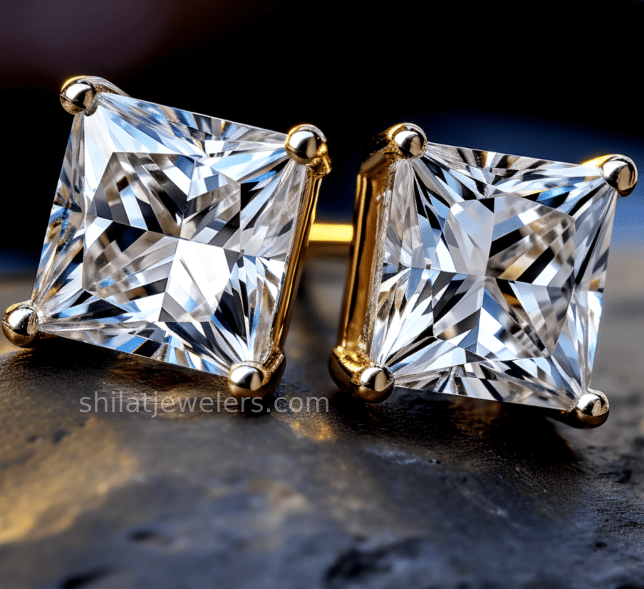 Earrings 3.5ct lab princess diamonds studs