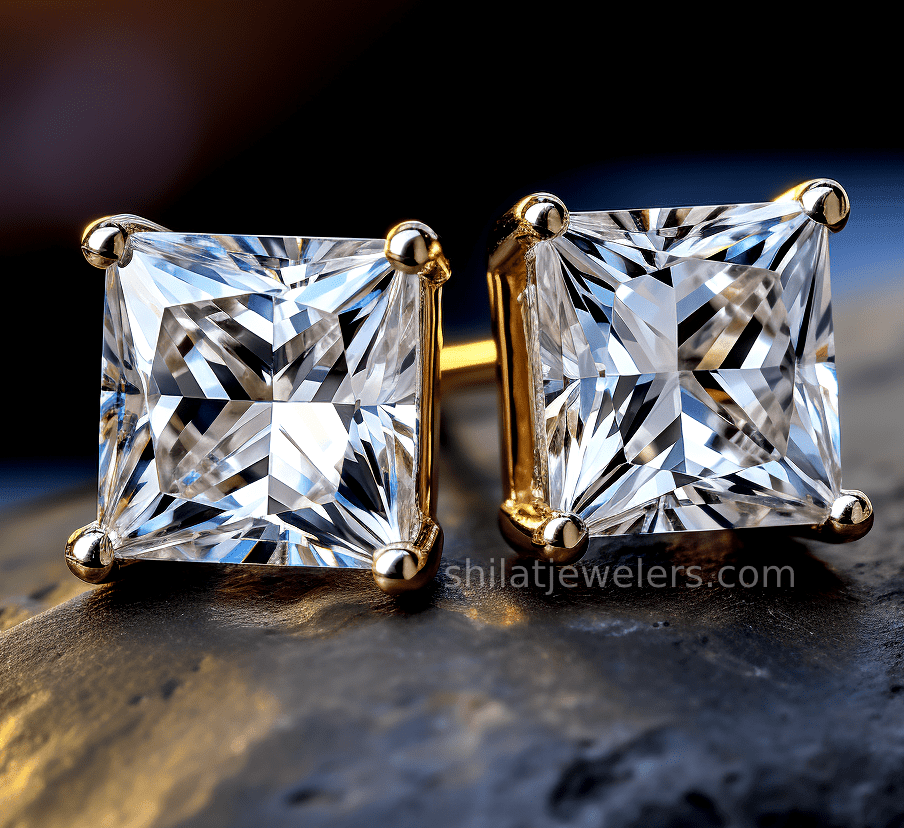 Earrings 3.5ct lab princess diamonds studs