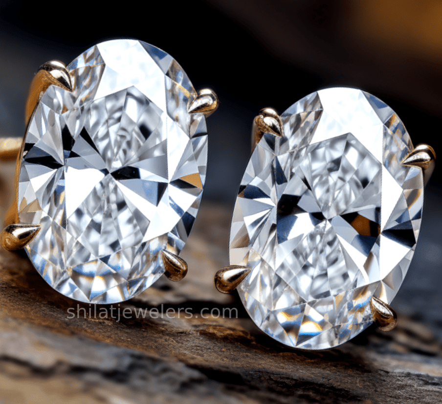 lab diamond oval 3.0ct stud earrings