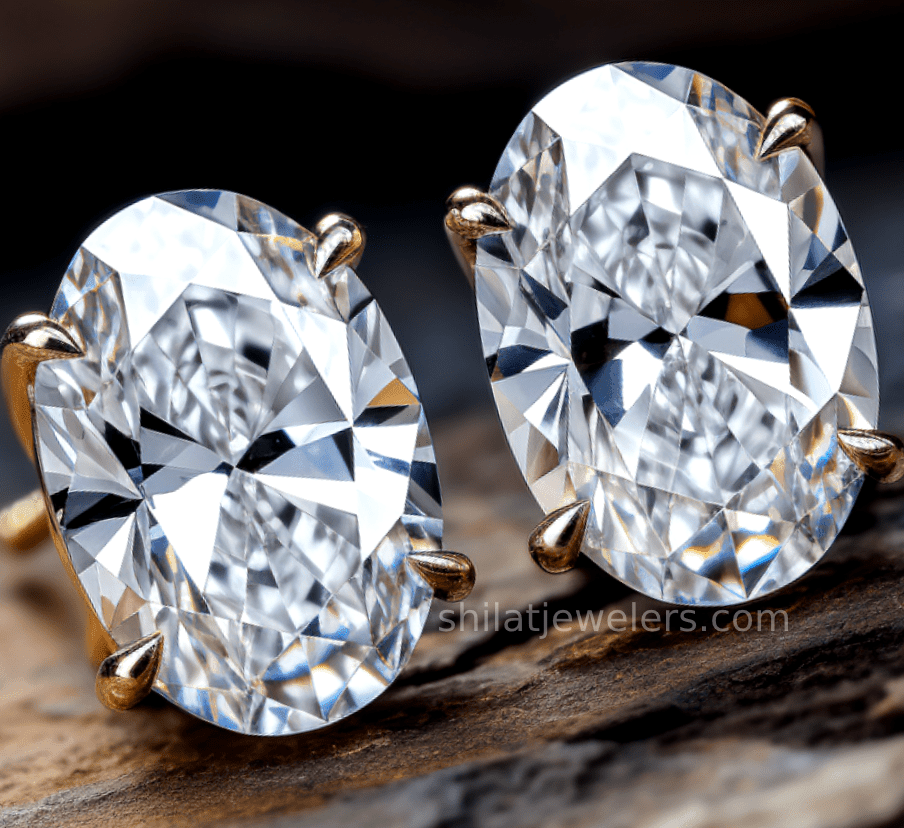 lab diamond oval 3.0ct stud earrings