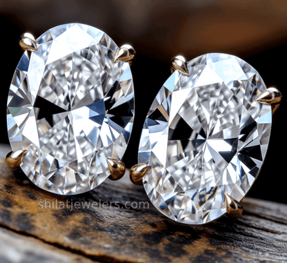 E83 Lab Earrings Oval Diamond - Shilat 
