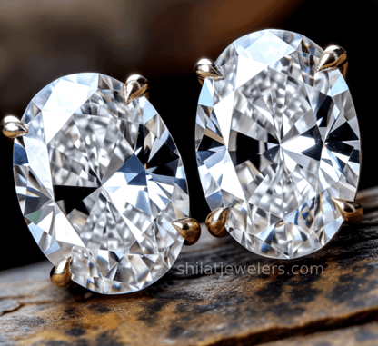 E83 Lab Earrings Oval Diamond - Shilat 