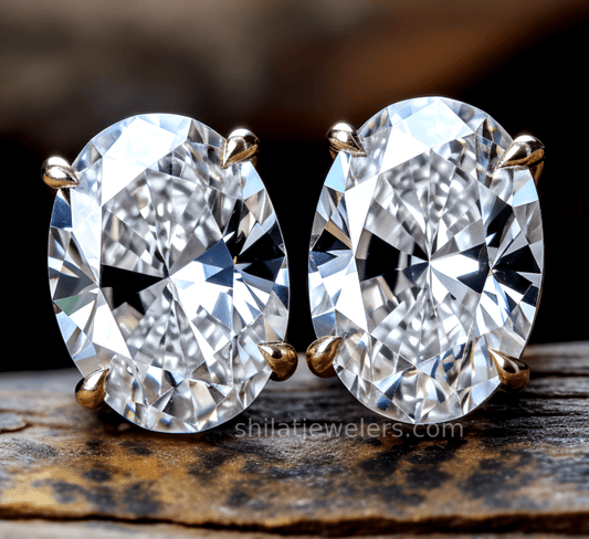lab diamond oval stud 4ct earrings