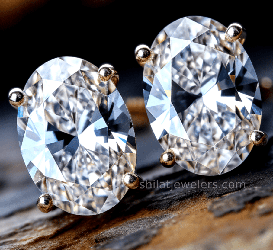 lab diamond 2ct oval stud earrings