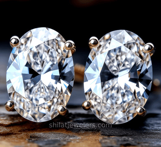 lab diamond 2ct oval stud earrings