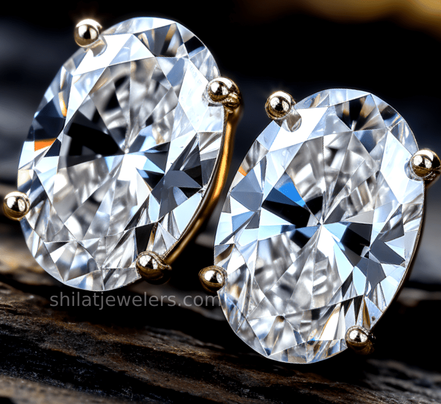 lab diamond oval stud earrings 2.5ct