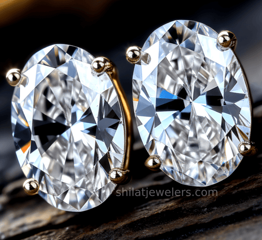 lab diamond oval stud earrings 2.5ct