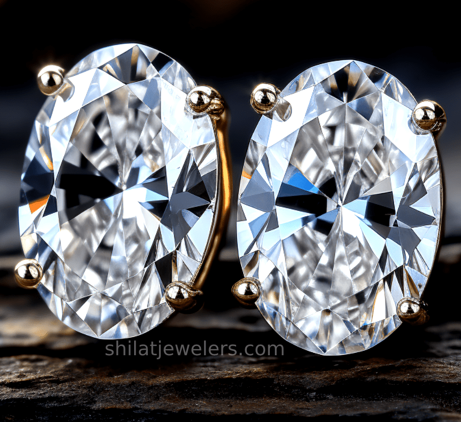 lab diamond oval stud earrings 2.5ct