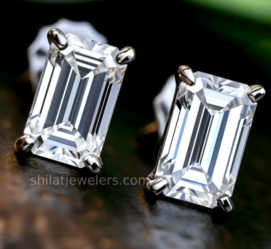 Stud earrings 2.02ct emerald lab diamond