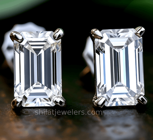 Stud earrings 2.02ct emerald lab diamond