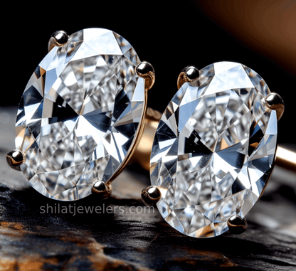 E147 Oval Earrings Studs Lab - Shilat 