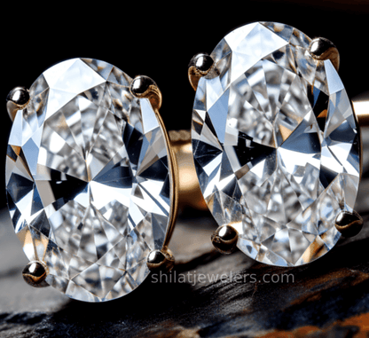 E147 Oval Earrings Studs Lab - Shilat 