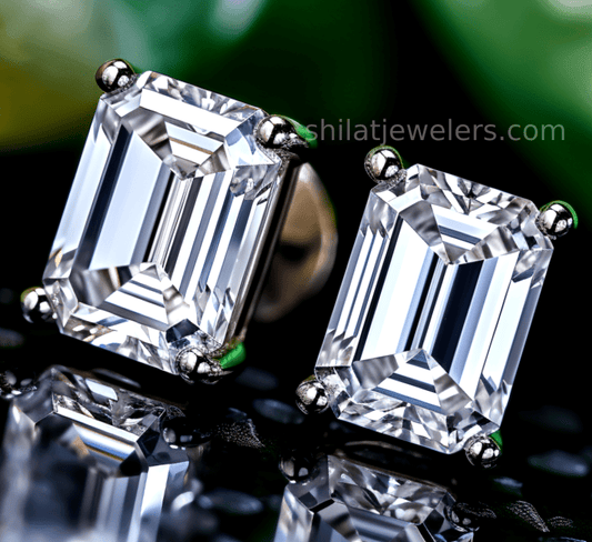 2.52ct Stud earrings emerald lab diamond