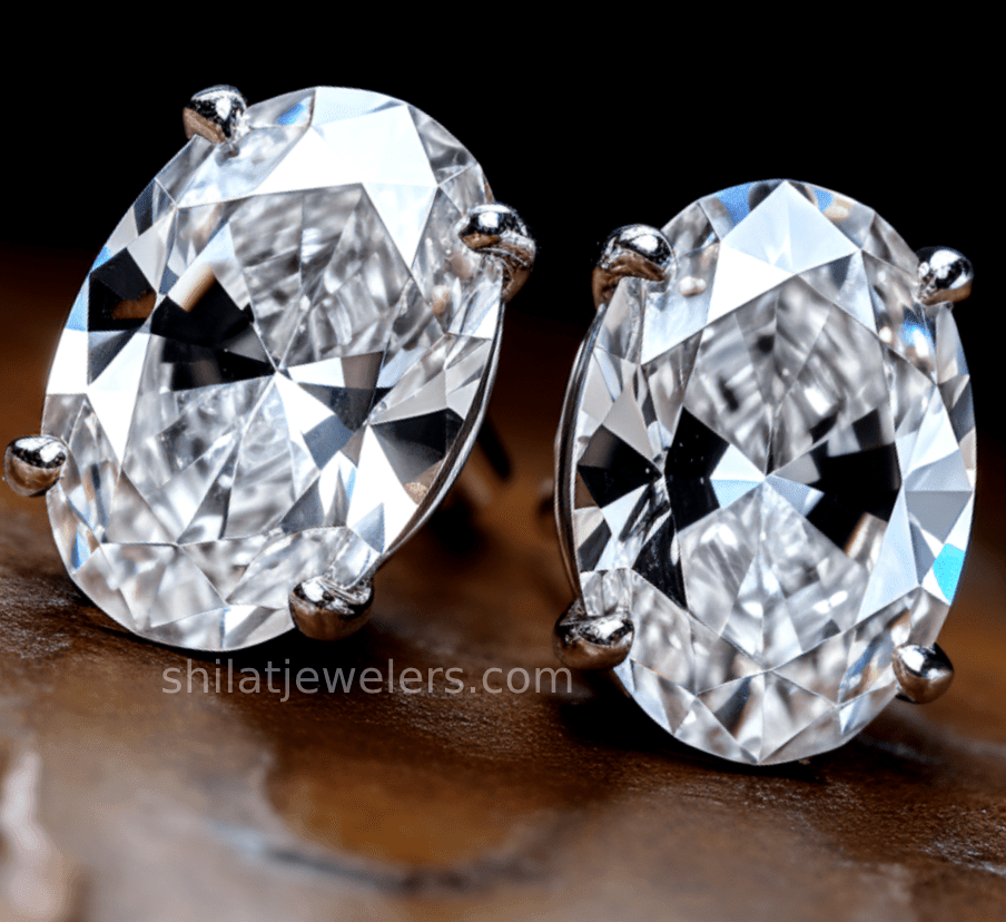 lab diamond oval 4ct stud earrings