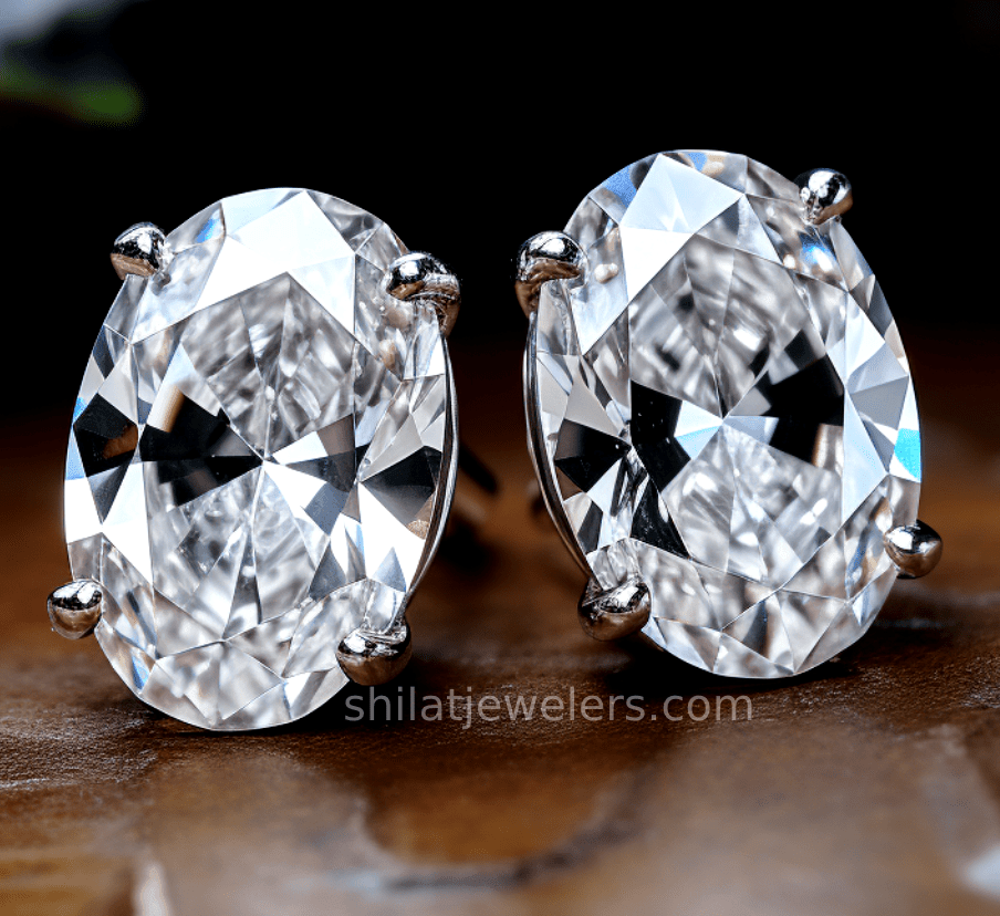 lab diamond oval 4ct stud earrings