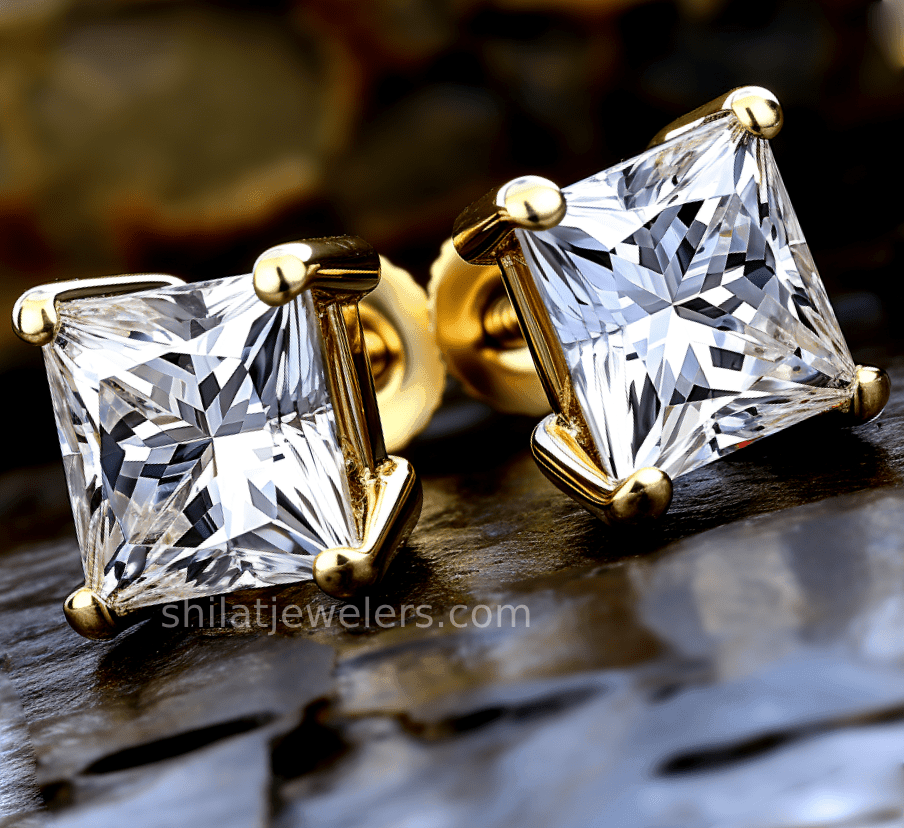 3ct princess lab cvd earrings