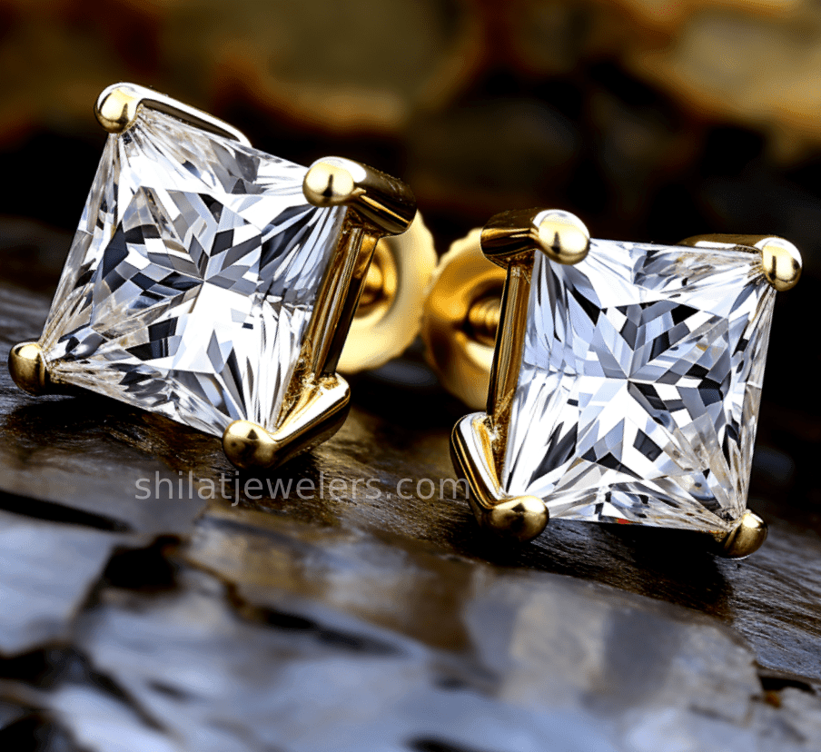 3ct princess lab cvd earrings