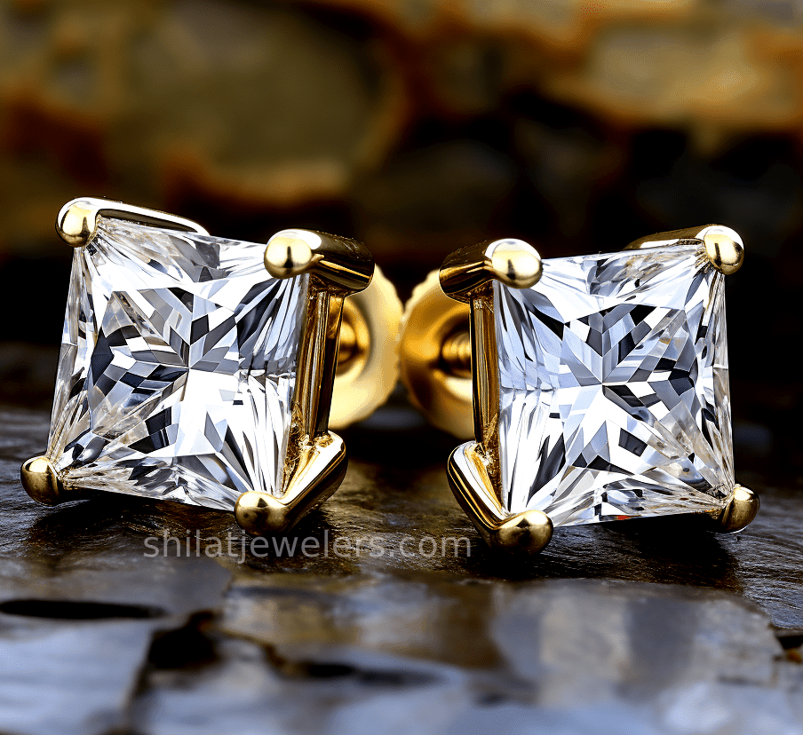 3ct princess lab cvd earrings