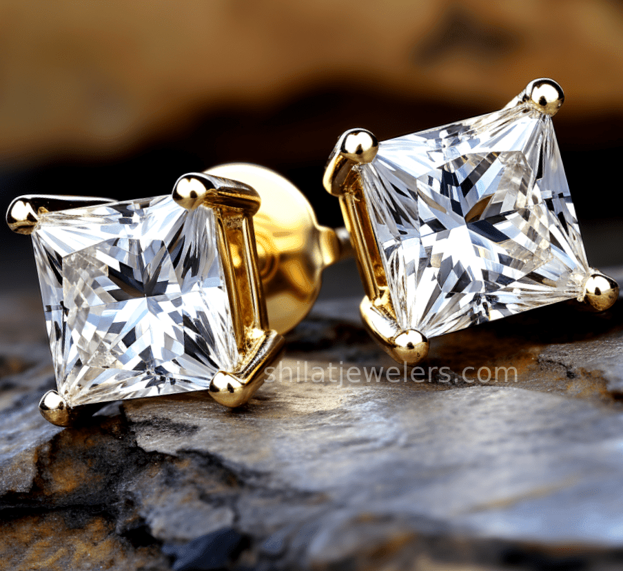 princess 4ct lab cvd earrings