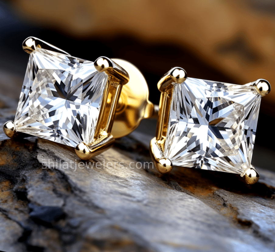 princess 4ct lab cvd earrings