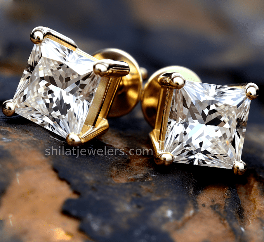 Princess lab 1.0ct cvd earrings  