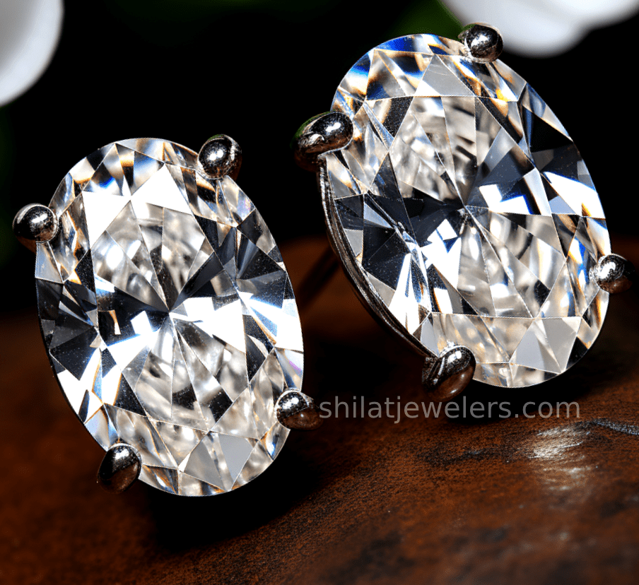 lab diamond oval stud 3ct earrings