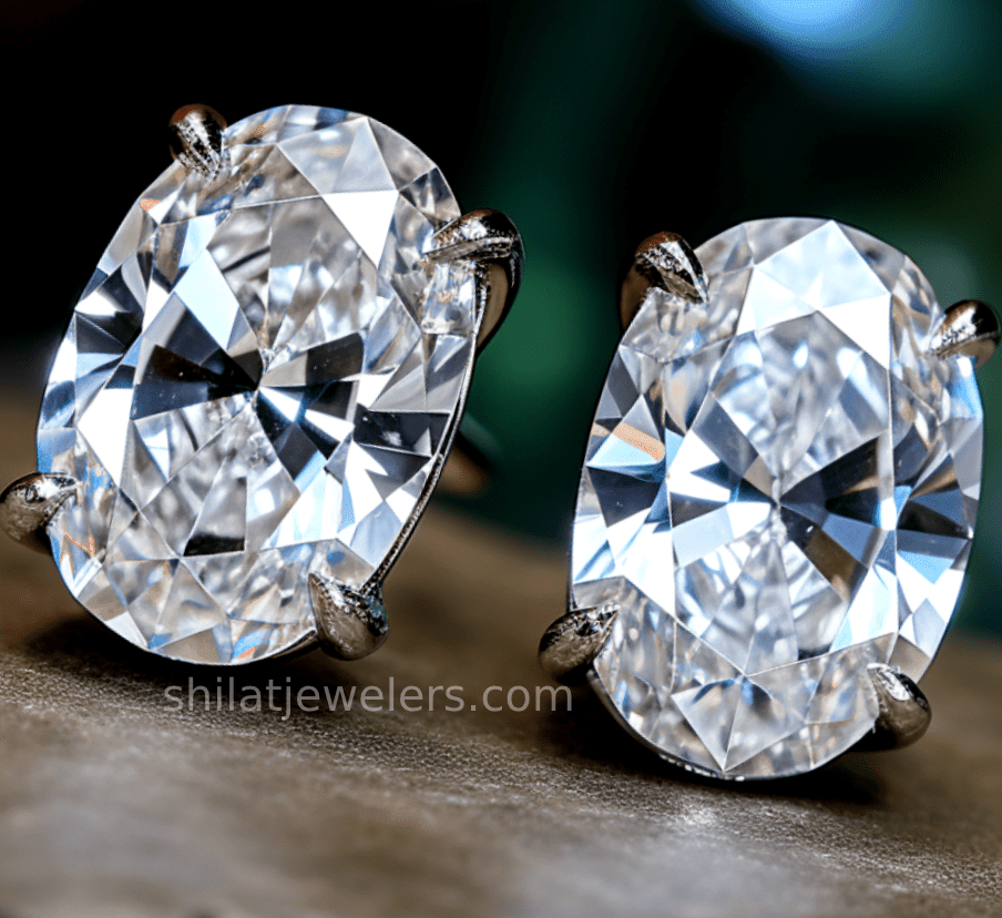 lab diamond oval earrings 1.03ct