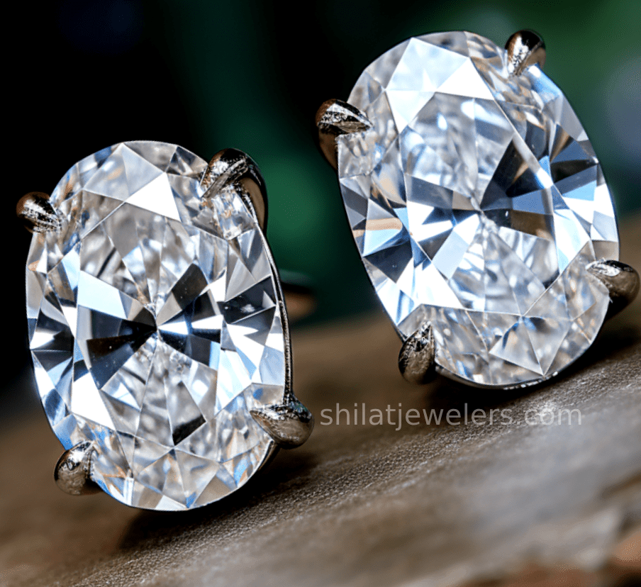 lab diamond oval earrings 1.03ct