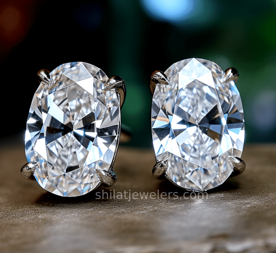 lab diamond oval earrings 1.03ct