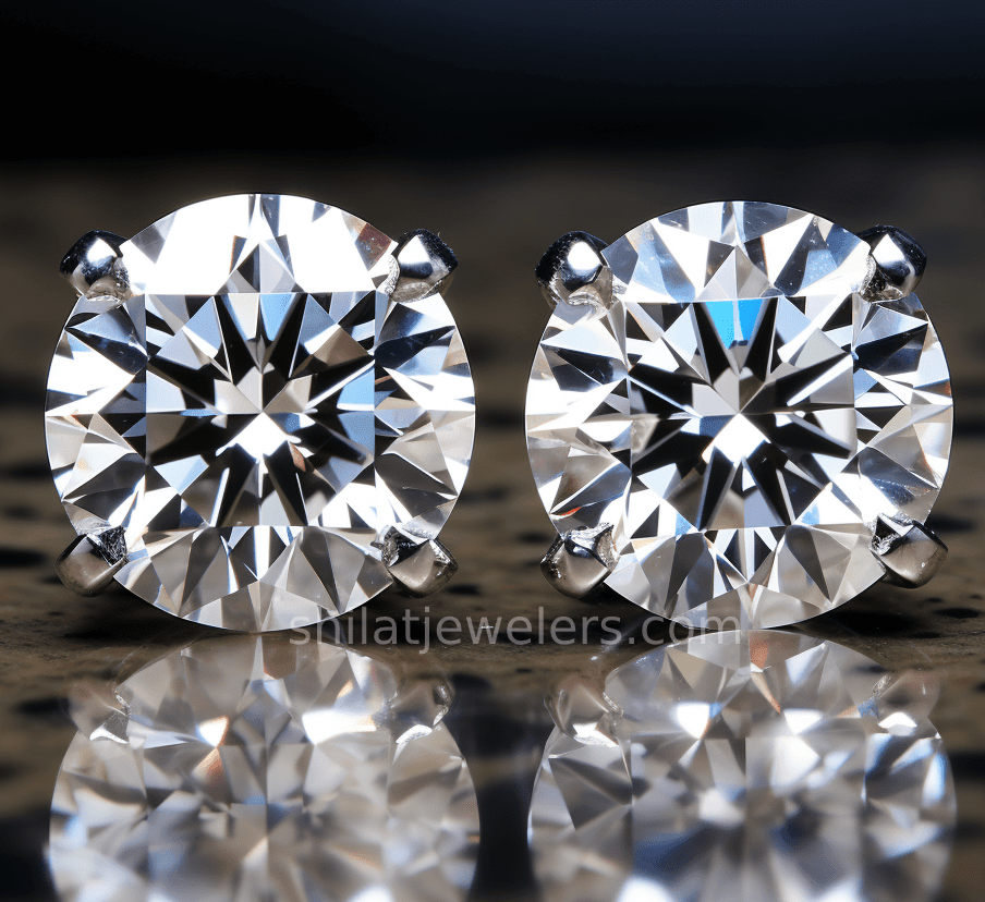 Cvd lab grown 3.04ct Studs - Shilat