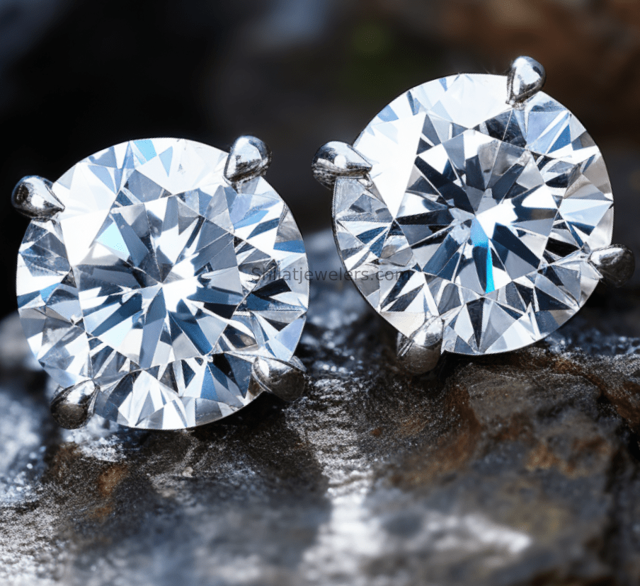 lab created diamond studs 2.00 carat 14k - Shilatjewelers