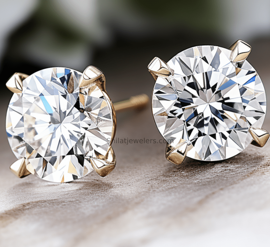 2.0 carat lab created diamond studs earrings 14k - Shilatjewelers
