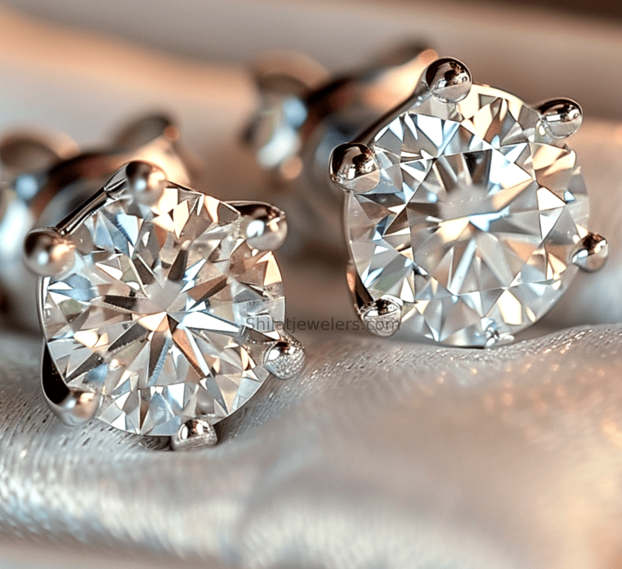 1.0 carat lab created diamond studs earrings 14k - Shilatjewelers